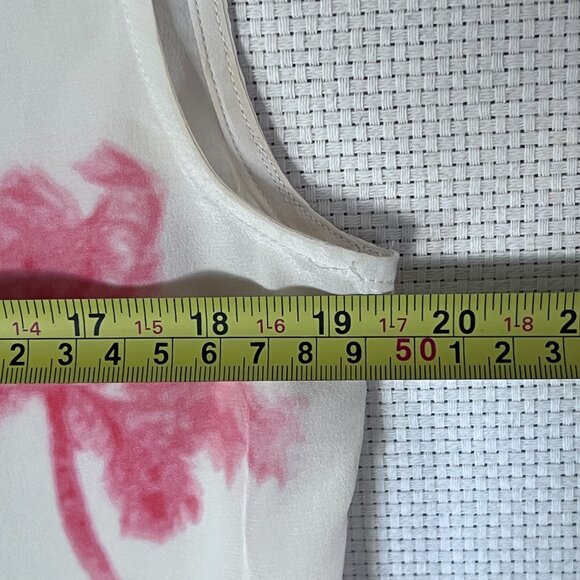 Equipment Femme XS Sleeveless Blouse 100% Silk Ivory Pink Palm Tree Print Top - Picture 4 of 9